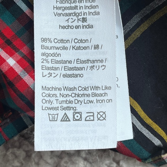 J.Crew Re-Imagined Plaid Puff Sleeve Blouse XL Black Red Holiday Back Tie Top - Picture 5 of 11